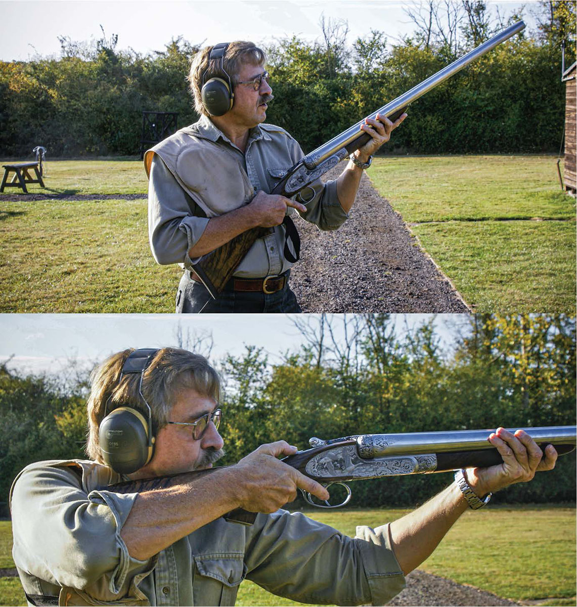 Wieland at the Holland & Holland shooting ground, preparing to shoot a four-bore double rifle. It weighed 24 pounds and was a handful in more ways than one, but exquisite, nonetheless.